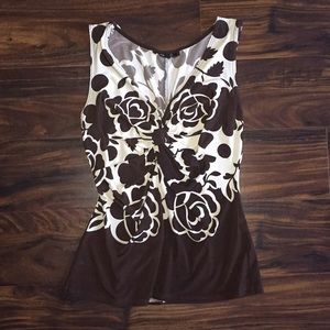 Lily Brown Floral Blouse Size Small/Petite